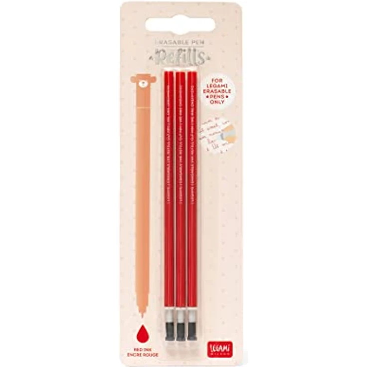 Legami 3 Ersatzminen rot für löschbaren Gelstift - thermoempfindliche Tinte, 0,7 mm Spitze – Bild 2