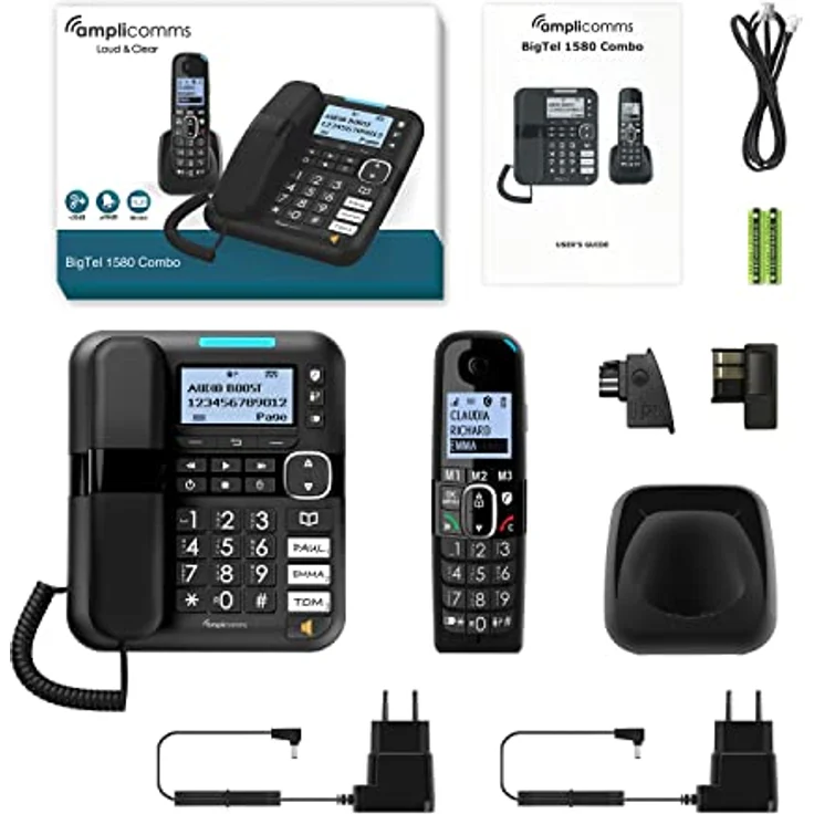Amplicomms BigTel 1580 Combo EU Schnurgebundenes Seniorentelefon, Freisprechen, für Hörgeräte kompatibel, Wahlwiederholung, schwarz (ATL1423372) – Bild 6