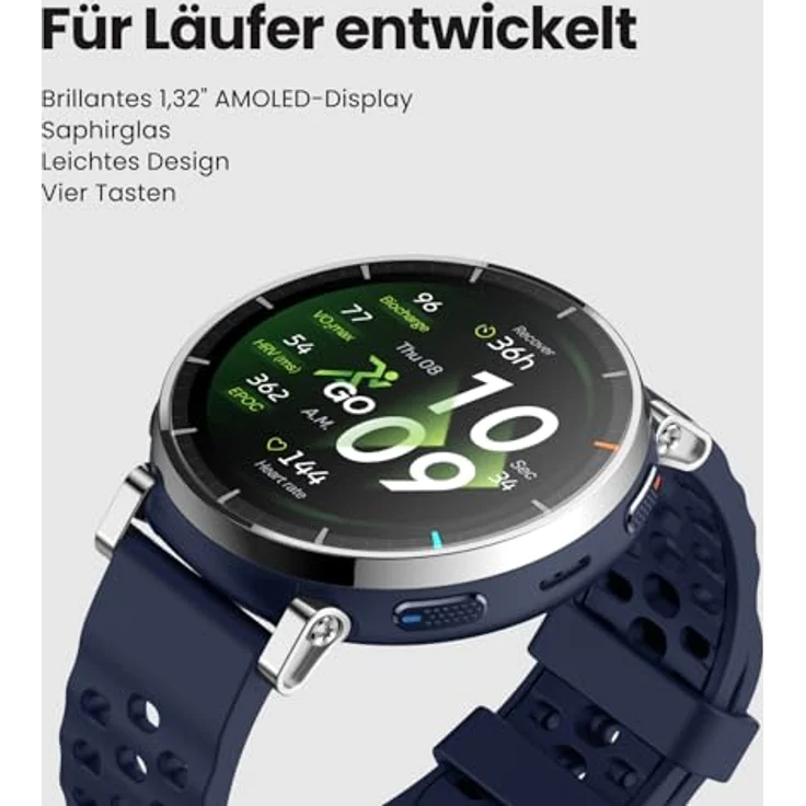 Amazfit Active 3 Premium GPS Lauf-Smartwatch, 1,32" AMOLED Saphir-Display, 4GB, NFC, 12 Tage Akku, 170+ Trainingsmodi, 5 ATM, Herzfrequenz-Tracker für Android & iPhone – Bild 2