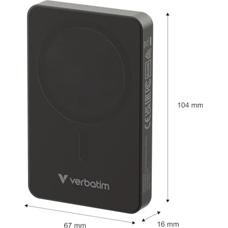 Verbatim Charge 'n' Go Powerbank, 10.000mAh, Schnellladen PD 20W, kabelloses Laden 15W, schwarz – Bild 2