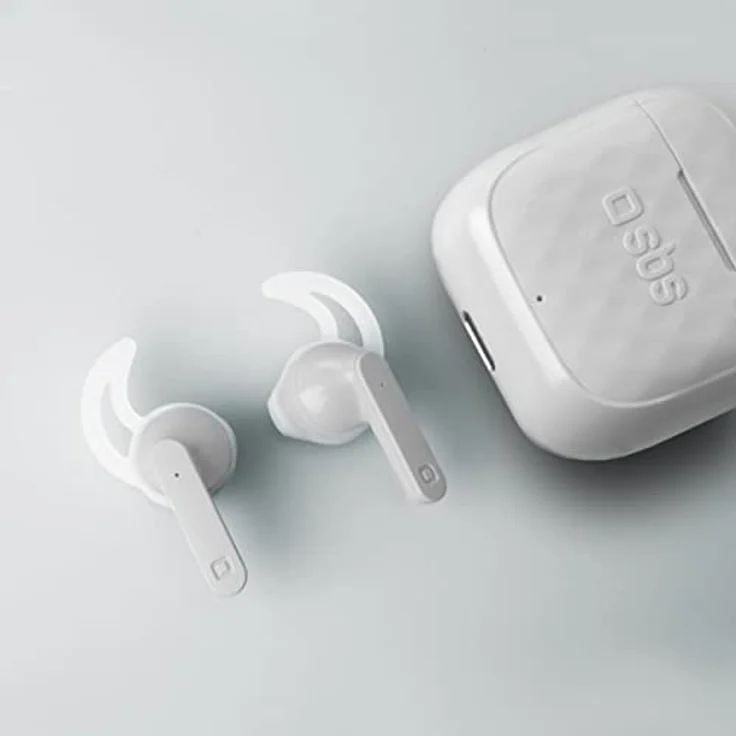 SBS Stereo Wireless Earphones, 200 mAh charging base, touch controls and micro, True Wireless In-Ear-Kopfhörer, weiß – Bild 6