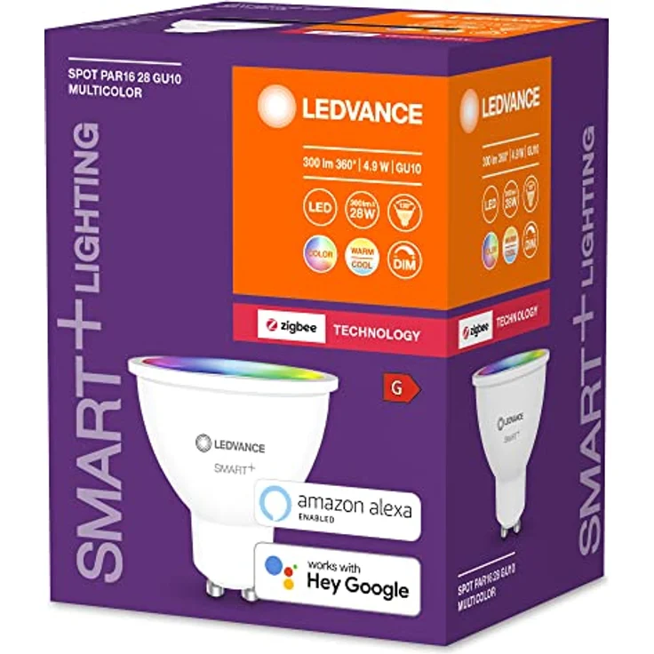 LEDVANCE GU10 LED Lampe, Zigbee Reflektorlampe mit 4,9 W (350Lumen) ,PAR 16 RGBW Lichtfarbe (2700-6500K), dimmbar und kompatibel mit Alexa, google oder App, Lampen im 1er-Pack – Bild 3