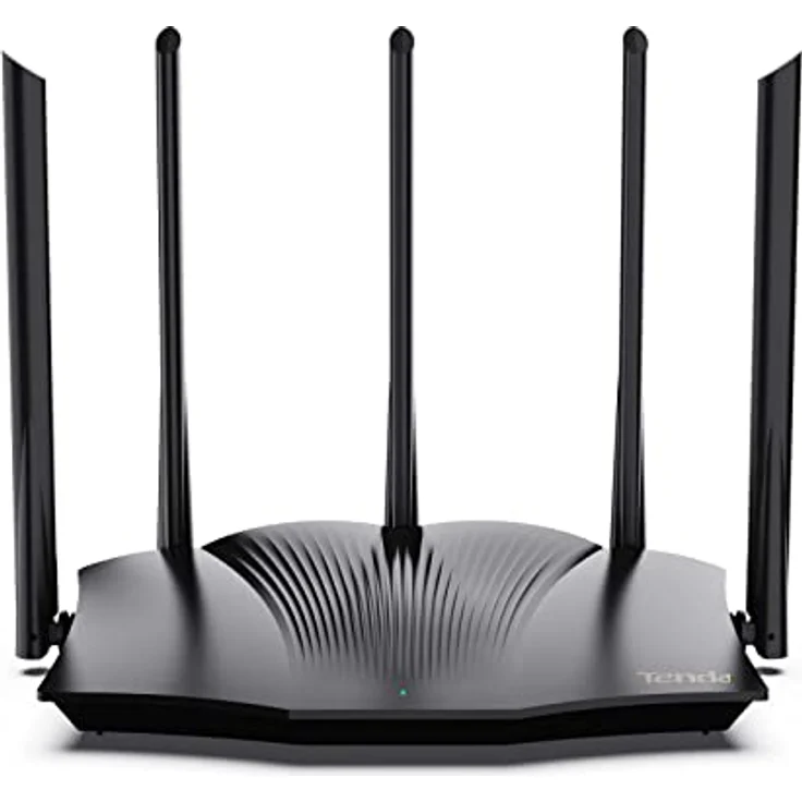 Tenda RX12 Pro Wi-Fi 6 WLAN Router(AX3000 Dualband 5GHz: 2402Mbps+2,4 GHz: 574Mbps), 5*6dBi Hochgewinnantennen, WiFi+Mesh, Gigabit-LAN/WAN-Port, WPA3, MU-MIMO+OFDMA, APP Steuerung, Schwarz – Bild 1