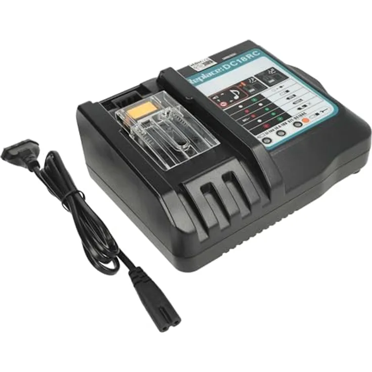 vhbw Ladegerät kompatibel mit Makita DA350DRF, für Li-Ion-Werkzeugakkus 14,4V / 18V, schwarz, 1x Akkusteckplatz, Input AC 110-240V