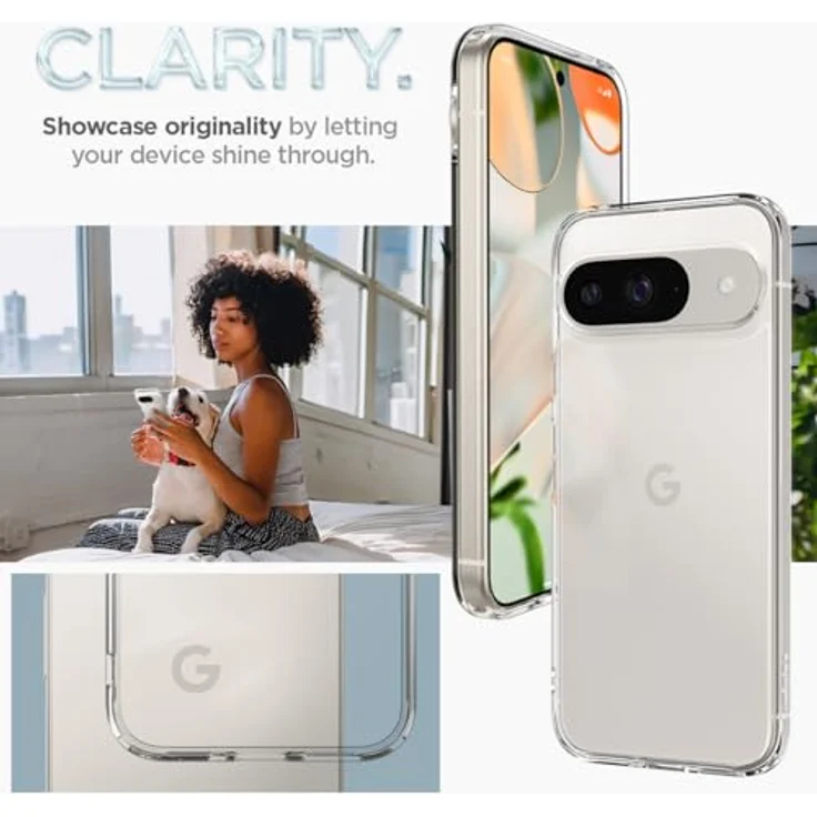 Spigen Ultra Hybrid Hülle für Google Pixel 9 Pro und Pixel 9 [Made for Google] -Crystal Clear - Handyhülle mit PC Platte, TPU-Rahmen und Air Cushion Technologie – Bild 3