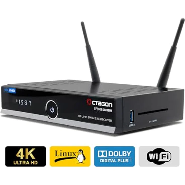 Octagon SF8008 V3 Supreme UHD 4K Twin Sat-Receiver, 256GB SSD, 2x DVB-S2X, Dual-Band WiFi, Schwarz – Bild 2