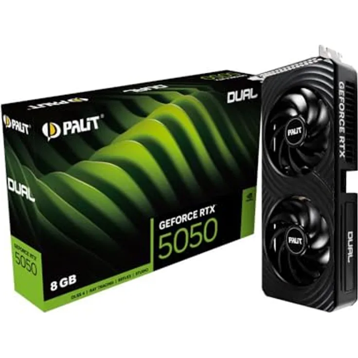 XpertVision Palit RTX5050 DUAL, Grafikkarte mit 8GB GDDR6, HDMI und 3x DisplayPort, bis zu 7680x4320 Pixel, aktives Kühlsystem mit zwei Lüftern