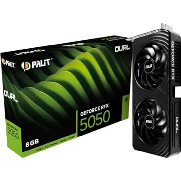 XpertVision Palit RTX5050 DUAL, Grafikkarte mit 8GB GDDR6, HDMI und 3x DisplayPort, bis zu 7680x4320 Pixel, aktives Kühlsystem mit zwei Lüftern – Bild 1