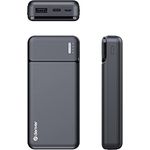 Denver PBS-10007 Powerbank mit wiederaufladbarem Lithium-Polymer-Akku, 10.000 mAh, Anschlüsse: MicroUSB, USB-C und USB-A