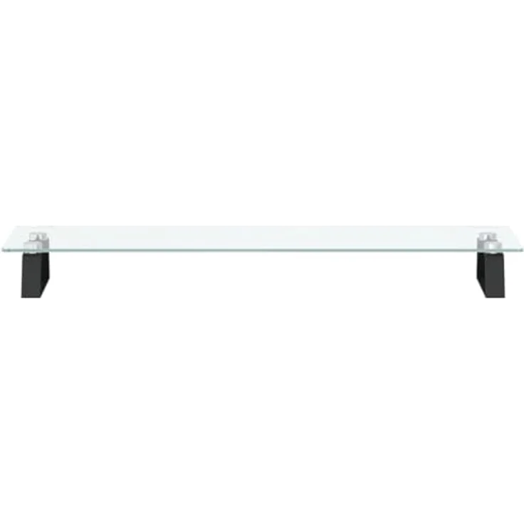 vidaXL Monitorständer mit Stauraum, Monitorerhöhung aus Hartglas und Metall, schwarz, 80x20x8cm, ergonomisches Design – Bild 5