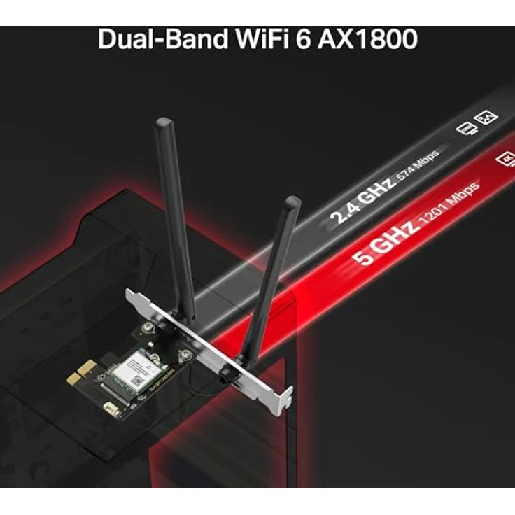 TP-Link MA70XE AX1800 PCIe WLAN/Bluetooth Adapter, Wi-Fi 6E (802.11ax), 1201 Mbit/s, Schwarz – Bild 4