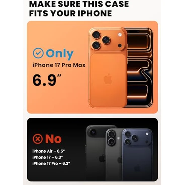 i-Blason Ares Flip Hülle für iPhone 17 Pro Max, orange, Stoßfest bis 6m, 360° Schutz, MagSafe-kompatibel – Bild 2