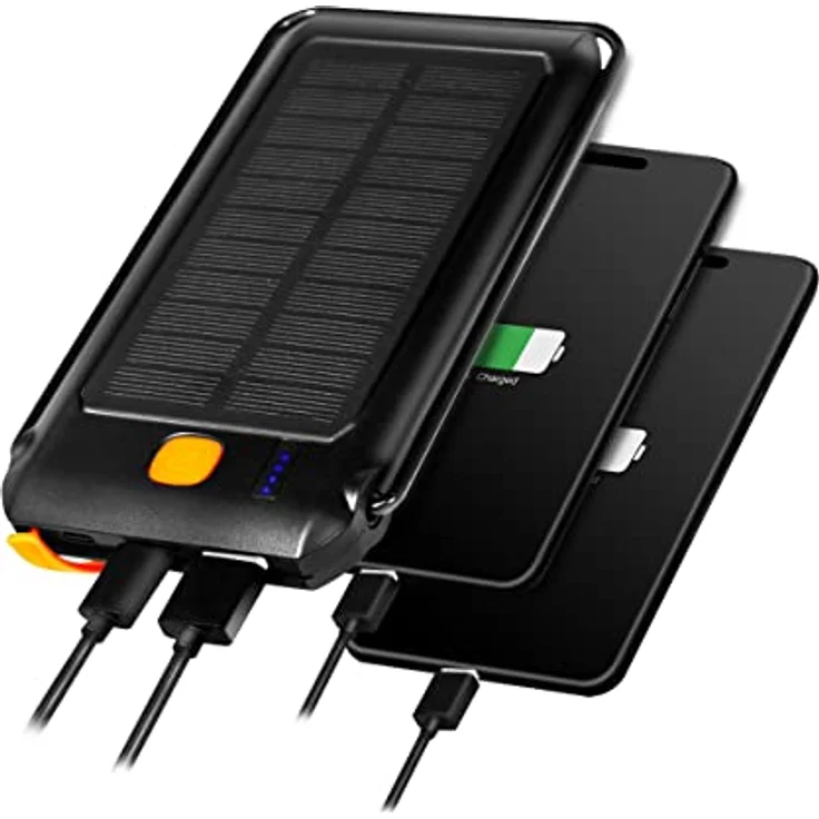 LogiLink PA0273 - Solar Powerbank 10.000 mAh mit Taschenlampe, 1x USB-A QC (QuickCharge 3.0) & 1x USB-C PD (PowerDelivery), IP44 Schutzklasse, Schwarz – Bild 5