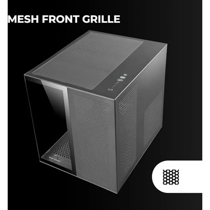 Mars Gaming MC-Nova, Micro ATX PC-Gehäuse mit Doppelpanel-Design aus gehärtetem Glas, schwarz, bis zu 7 Lüfter und Flüssigkeitskühlung bis 240 mm – Bild 5