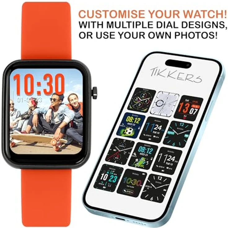 Tikkers Smart Watch Serie 13 Silikonband, Vielzahl fantastischer Funktionen für aktive Kinder und Jugendliche, weiches Silikonarmband, schwarz – Bild 2