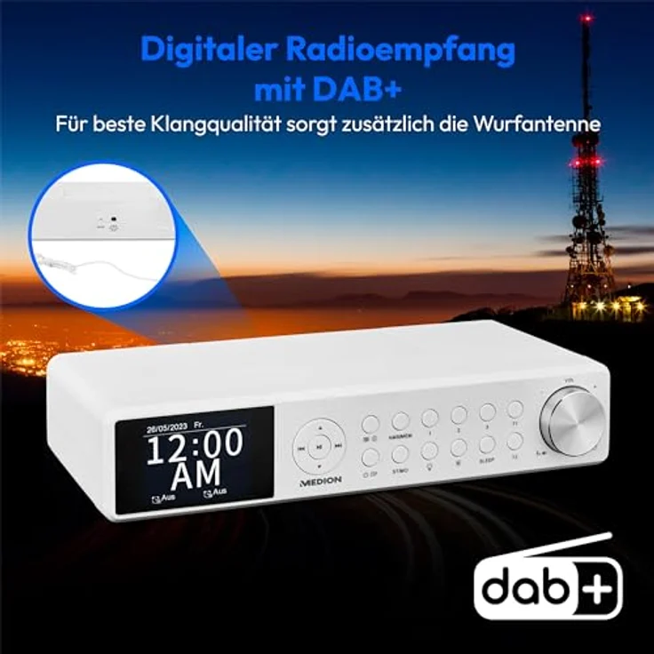 MEDION P66750 Küchen Unterbauradio (DAB+ Küchenradio, PLL UKW Radio, dimmbares TFT Farbdisplay, Koch Timer, Bluetooth, LED Leiste, inkl. Montagematerial) weiß – Bild 2