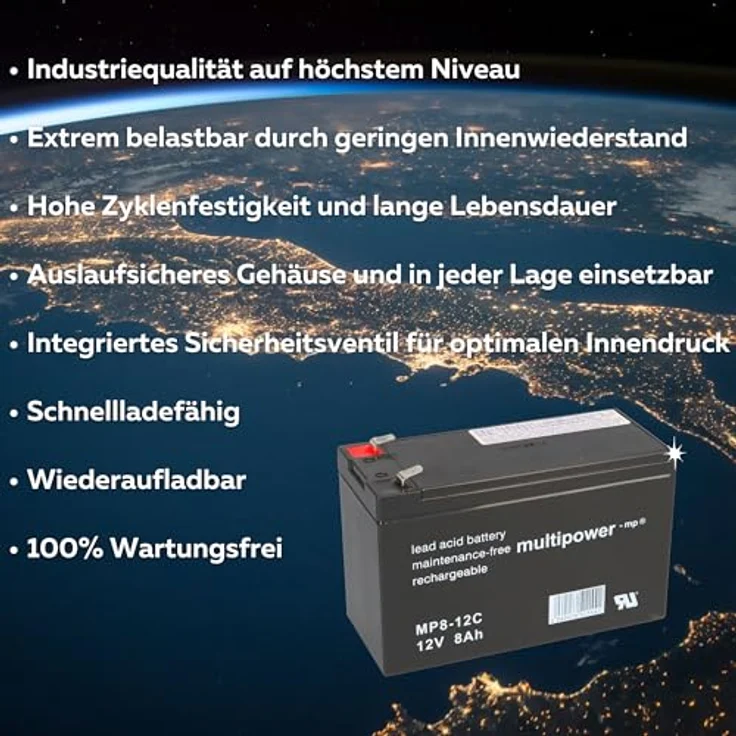 Akkuman.de Ersatz-Akkusatz 2X 12V 8Ah für Powerpac ES230, wartungsfrei und langlebig – Bild 2