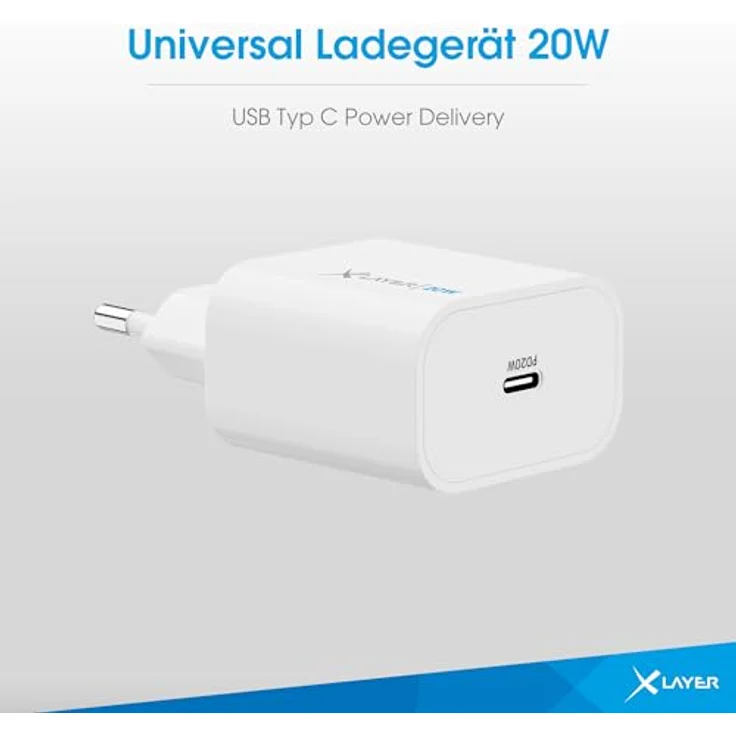 XLayer USB C Ladegerät 20W Netzteil, Schnellladeadapter für iPhone 16/15/14/13/12/11 Pro Max, SE, XS, XR und Samsung Galaxy, kompakt und sicher – Bild 3