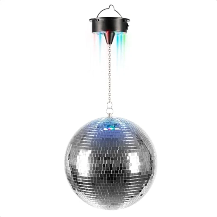 Ibiza DISCO1-30 Discokugel-Spiegelkugel mit Motor, silberfarben – Bild 2