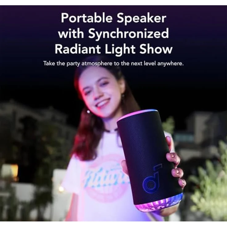 soundcore Glow, Mobiler Lautsprecher mit 30W 360° Rundum-Sound, Synchronisierte Lichtshow, 18 Stunden Wiedergabe, IP67 wasserdicht & staubfest – Bild 4