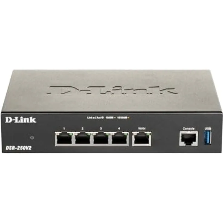 D-Link DSR-250V2 Unified Services VPN Router (Gigabit Multi-WAN, Failover, Load Balancing, IPSec/PPTP/L2TP/OpenVPN, Dynamic Web Content Filtering, Application Control, Captive Portal)