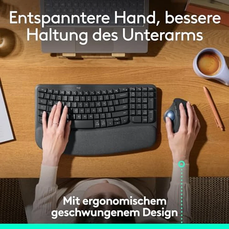 Logitech ERGO M575S kabellose Trackball-Maus, ergonomische Maus mit Bluetooth, Daumensteuerung, Graphit – Bild 3
