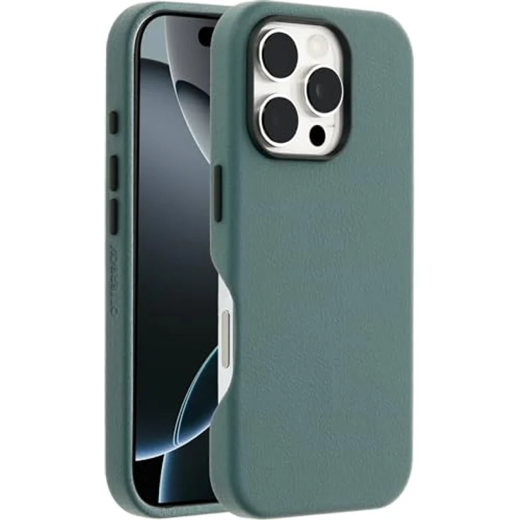 OtterBox Symmetry Series Cactus Leather MagSafe Hülle für iPhone 16 Pro, stoßfest, sturzsicher, dünne Schutzhülle, Grün – Bild 1
