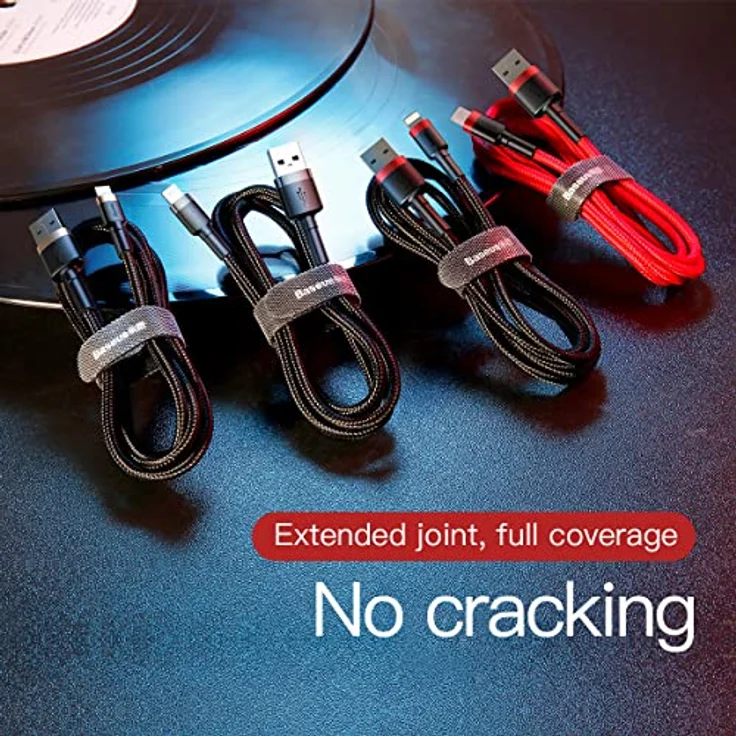 Baseus Cafule USB/Lightning Kabel, Nylon geflochten, QC3.0 1,5A, rot, 3M – Bild 2