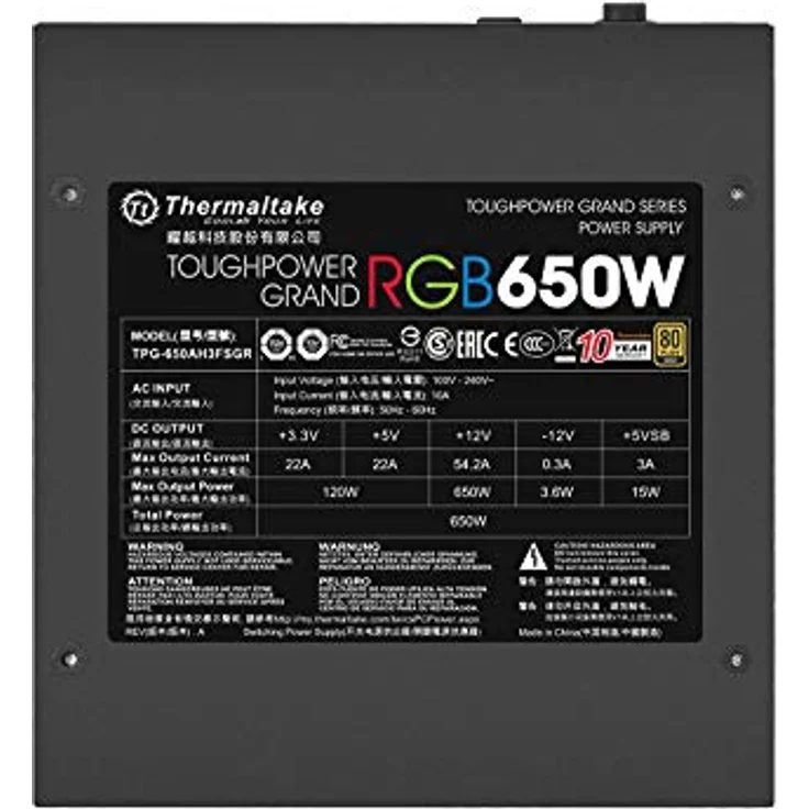 Thermaltake Toughpower Grand RGB 650W Gold PC-Netzteil, schwarz – Bild 6