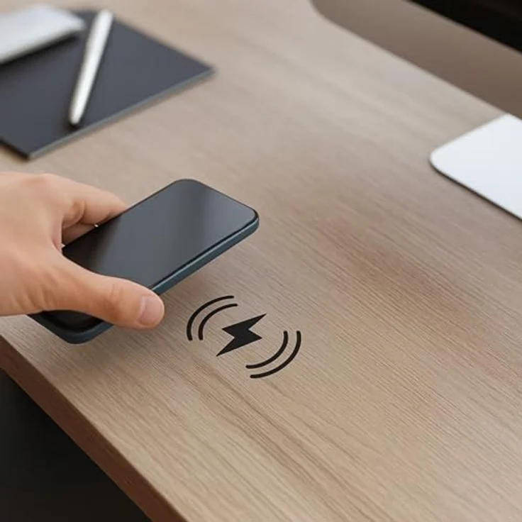 kalb DualCharge 10W Drahtlos Ladegerät, Induktionsladegerät mit 15W USB Ausgang, Unterbau bis 30 mm, unsichtbar mit Lüfter und 1200 mm Kabel – Bild 4