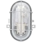 UNITEC Ovalleuchte mit Metallkorb, geeignet für Keller, Garage, Garten und mehr, Schutzart IP44, 60 W, grau