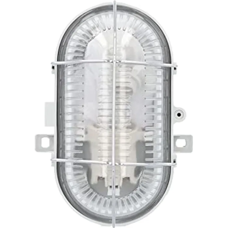 UNITEC Ovalleuchte mit Metallkorb, geeignet für Keller, Garage, Garten und mehr, Schutzart IP44, 60 W, grau