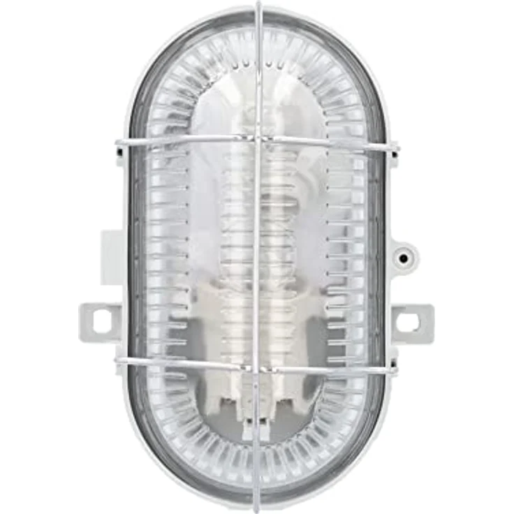 UNITEC Ovalleuchte mit Metallkorb, geeignet für Keller, Garage, Garten und mehr, Schutzart IP44, 60 W, grau – Bild 1
