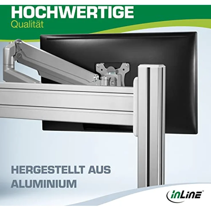 InLine Slatwall Befestigungssäulen aus Aluminium für Tischhalterung Panel 2er, Monitor Halterung, ca. 43 cm Höhe, Weiß – Bild 6