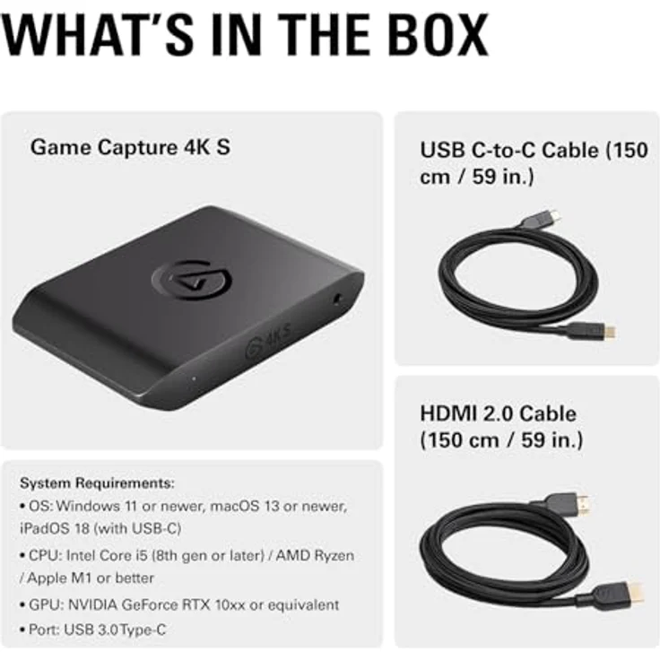 Elgato Game Capture 4K S, Game Recorder für Xbox Series S/X, PS5, PC, Switch 2, Ultra HD 4K, Schwarz – Bild 13