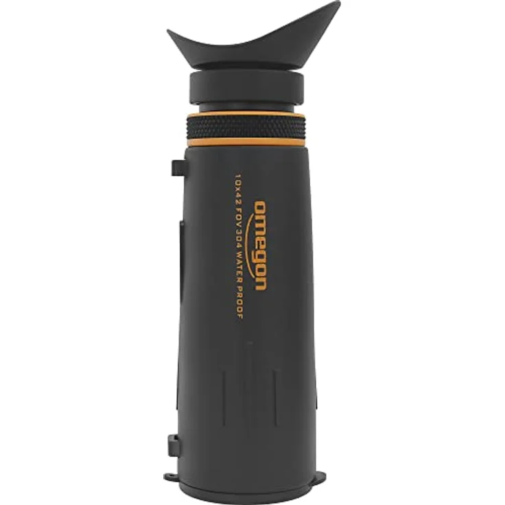 Omegon Monokular Orange 10x42, wasserdichtes Fernglas mit Fix-Schärfe und griffigem Design – Bild 2