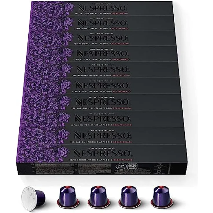 Nespresso Arpeggio Decaffeinato Kapsel Set, Dunkle Röstung, 100 Kaffeekapseln - Kompatibel mit ORIGINAL Kaffeemaschinen