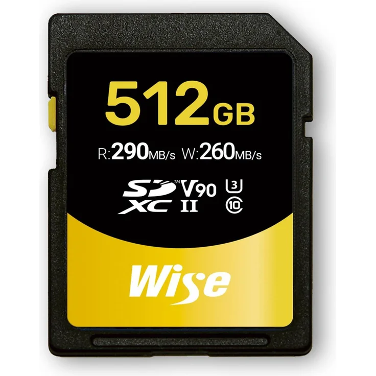 Wise 512GB SDXC UHS II V90 Speicherkarte, U3, hohe Schreibgeschwindigkeit für 4K-Videoaufnahmen