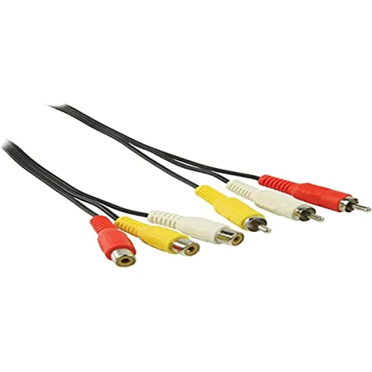 Valueline Cinch AV-Verlängerungskabel, 3x Stecker auf 3x Buchse (2m) schwarz