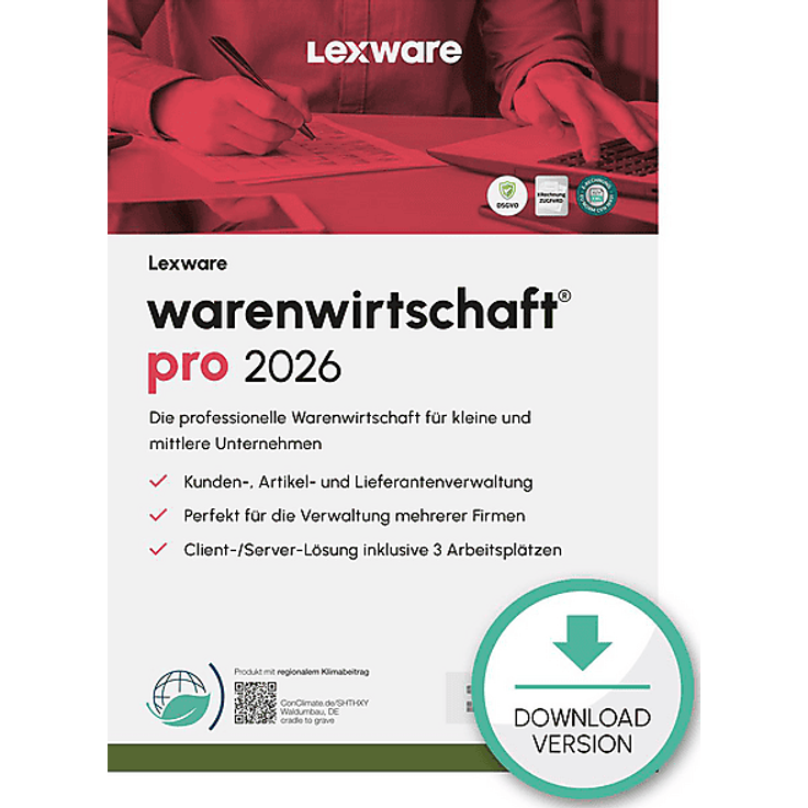Lexware WARENWIRTSCHAFT PRO 2026, Warenwirtschaftssystem für PC mit integrierter Cloud-Service und Datev-Schnittstelle, 365-Tage Lizenz