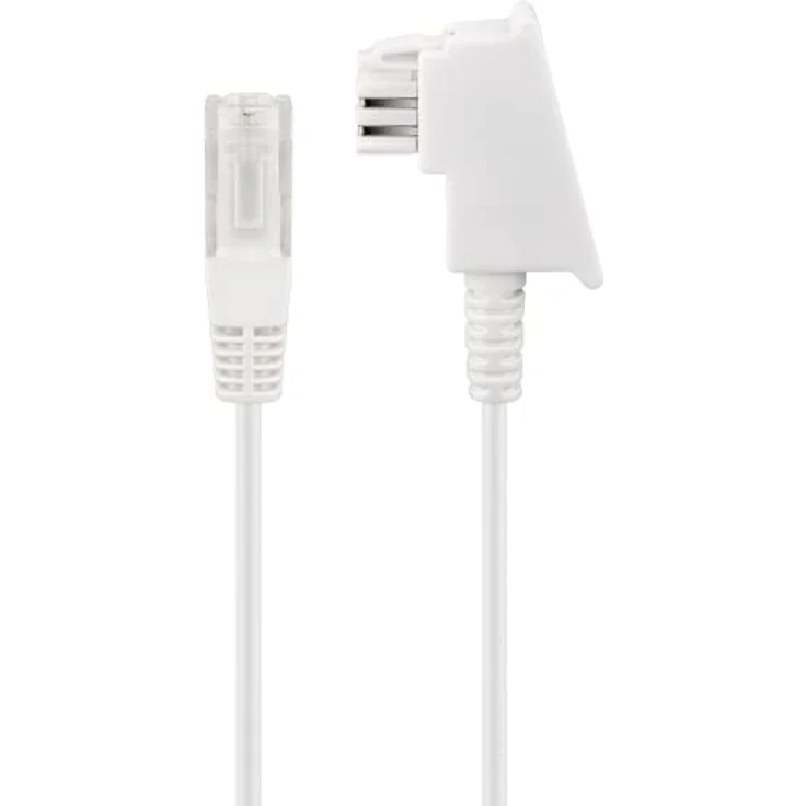goobay 60672 Routerkabel, Telefonkabel, Anschlusskabel für DSL/ADSL/VDSL, TAE-F Stecker auf RJ45 Stecker (8P2C), weiß, 10 Meter – Bild 1
