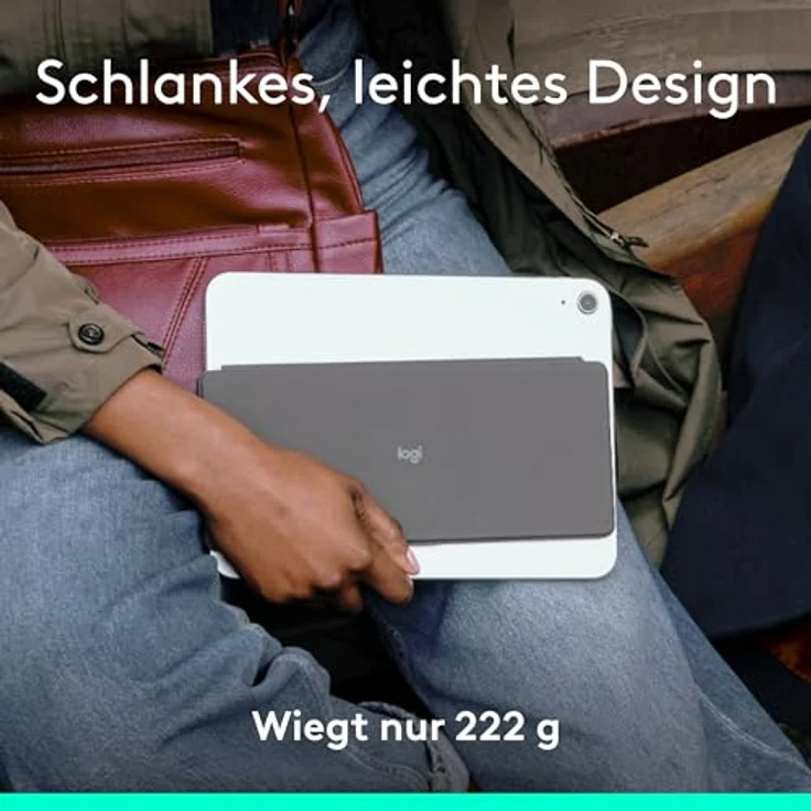 Logitech Keys-To-Go 2, mobile kabellose Tastatur für iPad mit integriertem Schutzcover, schlanke und kompakte, für iPad, iPhone, Mac und Apple TV, DEU QWERTZ-Layout - Grau – Bild 2