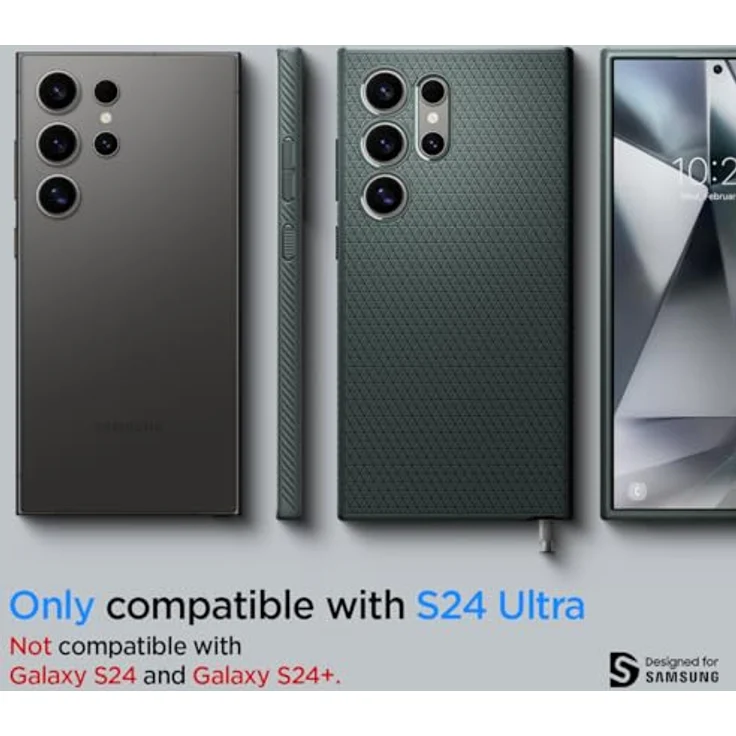 Spigen Liquid Air Hülle Kompatibel mit Samsung Galaxy S24 Ultra -Grün Gemustertes TPU, Eckschutz durch Air Cushion Technologie, Stoßabsorbierendes Spider Web, Schutzrand für Display und Kamera, Maßgeschneidert für alle Anschlüsse – Bild 2