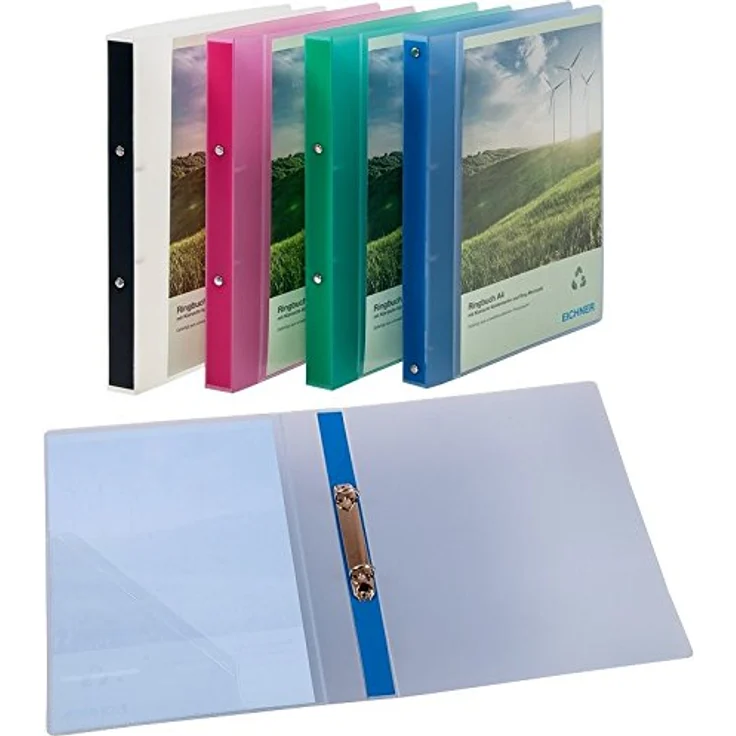 EICHNER Präsentationsordner Ringbuch 9330-00783, A4, 2 Ringe (25mm), transparent grün, mit Dreieckstasche – Bild 2