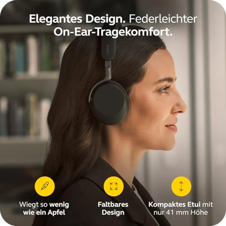 Jabra Evolve3 75, On-Ear Bluetooth Headset mit KI-Sprachanruf, erweiterter aktiver Geräuschunterdrückung, 22h Akku, MS Teams zertifiziert, Schwarz – Bild 4