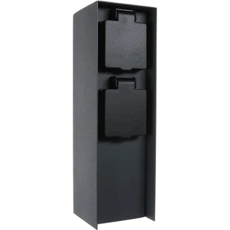 BOLD Orio Aussen-Steckdose-Garten (Steckdosen-Säule) mit 2-Fach Stecker in Anthrazit (IP44 Outdoor Energie-Säule | bis zu 3680 Watt | eckig | 23 x 7 x 7 cm | Einfache Montage) – Bild 1