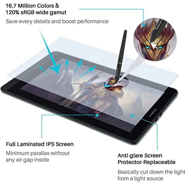 HUION kamvas 13 Digitalisierer-Tablet 5080 lpi 293,76 x 165,24 mm USB Schwarz 2_323515 – Bild 3