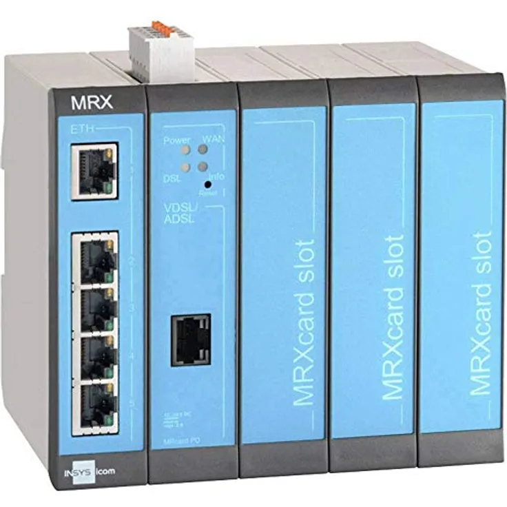 INSYS icom MRX MRX5 DSL - Annex-B - Router - DSL-Modem - 5-Port-Switch - an DIN-Schiene montierbar