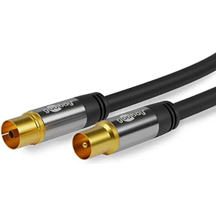 TV Antennenkabel schwarz (135 dB Typ), 4X geschirmt Vergoldet, Koax-Buchse Koax-Stecker (1,0 m) – Bild 2