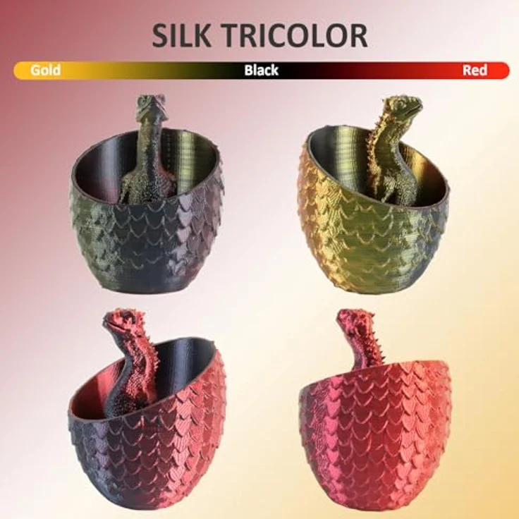 GEEETECH Silk PLA Filament 1,75mm, 1KG/Spule, Tricolor Silk Rot Gold Schwarz für 3D Drucker – Bild 2
